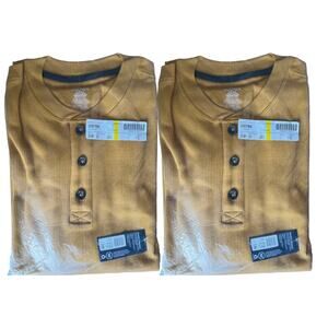 Lot 2 Jockey Yellow Waffle Henley Long Sleeve Top, M